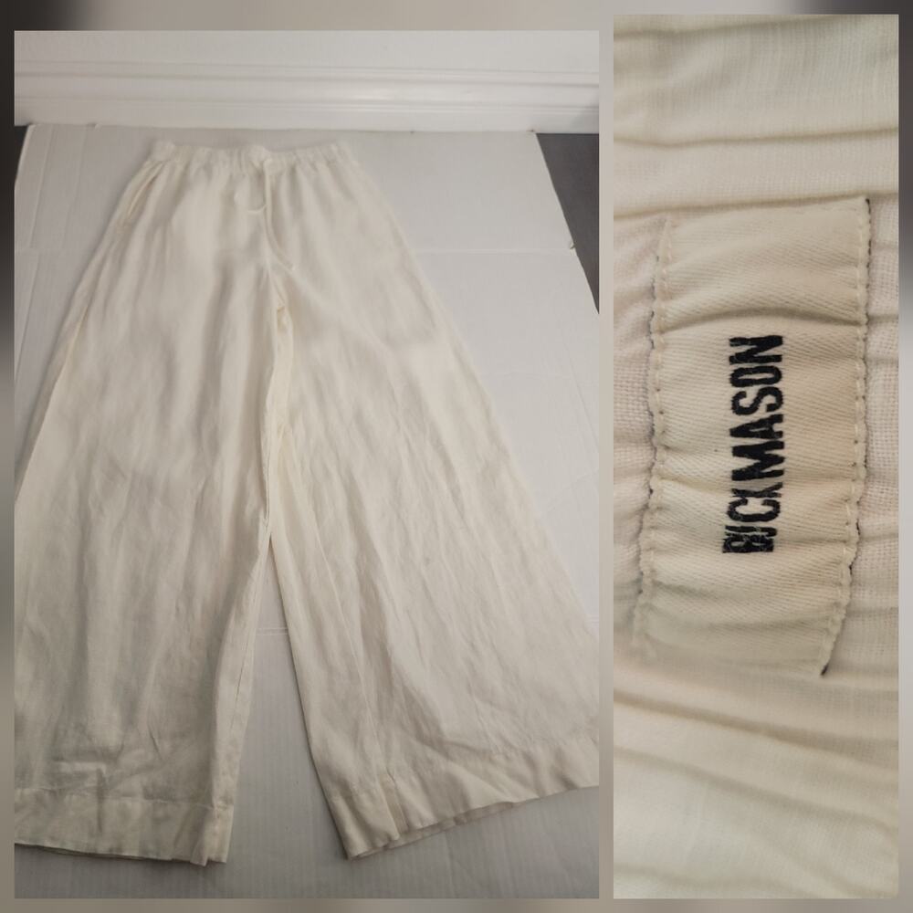 Buck Mason 100% Linen Pants Womens 8 Crop Wide Leg Pockets Coastal Euro Summer